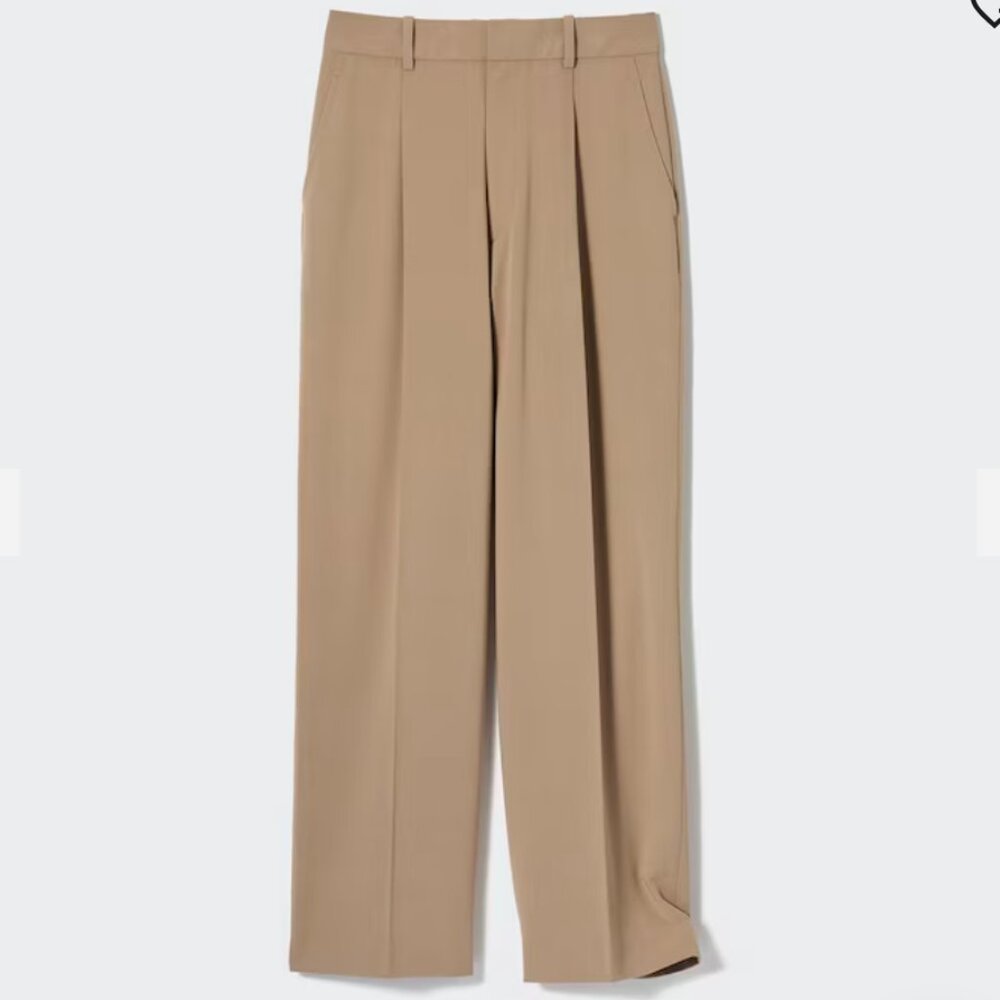 Uniqlo Wide Leg Pleated Trouser in Beige